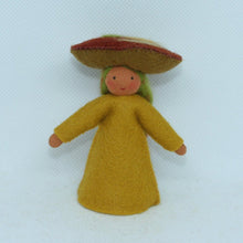 Handmade Jack-o'-Lantern Mushroom Fairy Doll by Ambrosius – Eco-Friendly Wool Felt Waldorf Toy from Eco Flower Fairies LLC