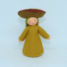 Handmade Jack-o'-Lantern Mushroom Fairy Doll by Ambrosius – Eco-Friendly Wool Felt Waldorf Toy from Eco Flower Fairies LLC