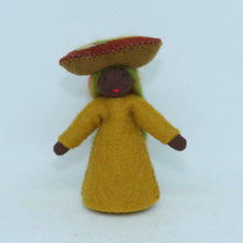 Handmade Jack-o'-Lantern Mushroom Fairy Doll by Ambrosius – Eco-Friendly Wool Felt Waldorf Toy from Eco Flower Fairies LLC