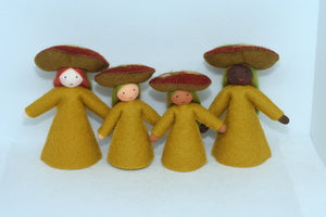 Handmade Jack-o'-Lantern Mushroom Fairy Doll by Ambrosius – Eco-Friendly Wool Felt Waldorf Toy from Eco Flower Fairies LLC