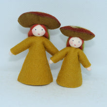 Handmade Jack-o'-Lantern Mushroom Fairy Doll by Ambrosius – Eco-Friendly Wool Felt Waldorf Toy from Eco Flower Fairies LLC