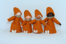 Mushroom World - Lobster Mushroom Fairy Doll – 2.5" & 3.5" Handmade Felt Waldorf Decorations by Ambrosius