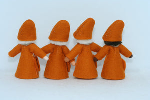 Mushroom World - Lobster Mushroom Fairy Doll – 2.5" & 3.5" Handmade Felt Waldorf Decorations by Ambrosius
