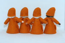Mushroom World - Lobster Mushroom Fairy Doll – 2.5" & 3.5" Handmade Felt Waldorf Decorations by Ambrosius