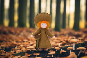 Handmade Portabella Mushroom Fairy Doll by Ambrosius – Eco-Friendly Wool Felt Waldorf Toy from Eco Flower Fairies LLC