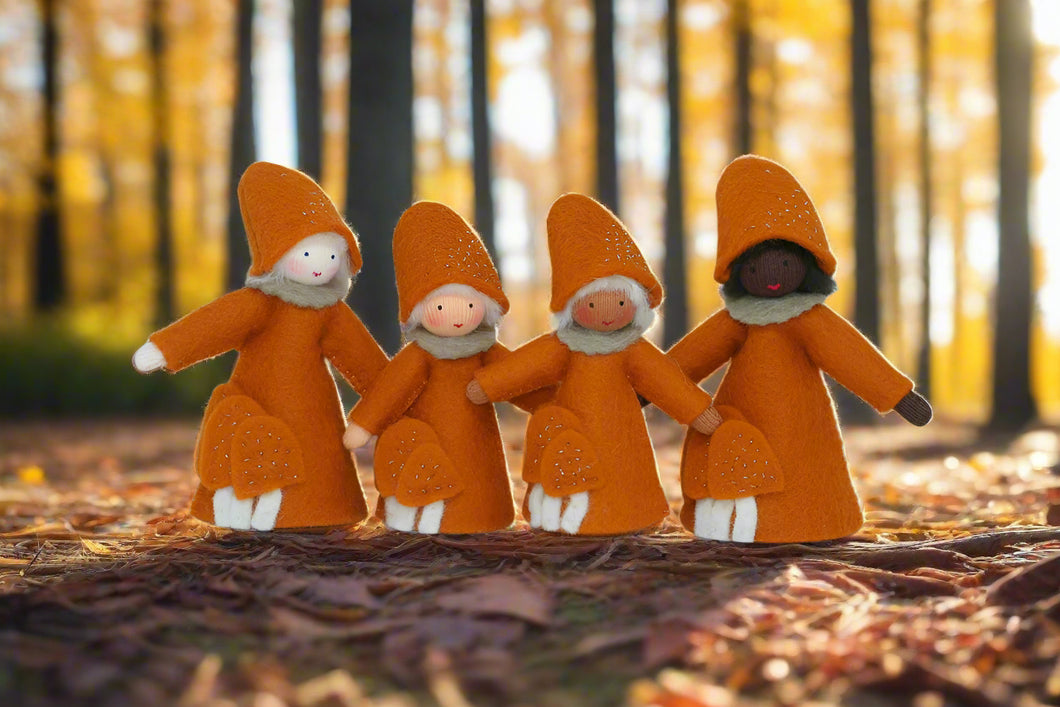 Handmade Lobster Mushroom Fairy Doll by Ambrosius – Eco-Friendly Wool Felt Waldorf Toy from Eco Flower Fairies LLC