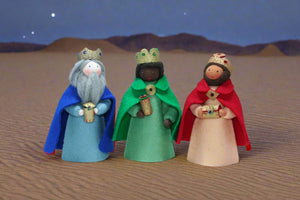 Handmade Nativity Three Kings Doll Set by Ambrosius – Eco-Friendly Wool Felt Waldorf Toy from Eco Flower Fairies LLC