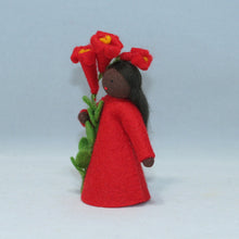 Ocotillo Fairy (3" miniature standing felt doll, holding flower)