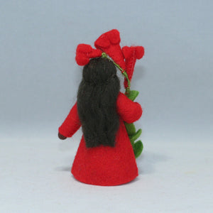 Ocotillo Fairy (3" miniature standing felt doll, holding flower)