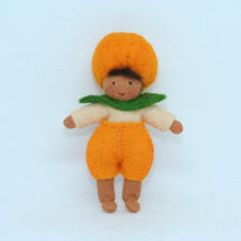 Handmade Orange Baby Doll by Ambrosius – Eco-Friendly Wool Felt Waldorf Toy from Eco Flower Fairies LLC