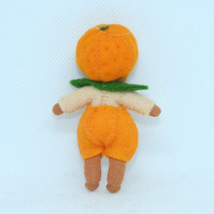 Orange Baby Doll – 2.5" Handmade Felt Waldorf Decoration by Ambrosius