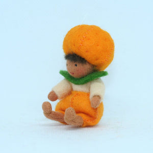 Orange Baby Doll – 2.5" Handmade Felt Waldorf Decoration by Ambrosius
