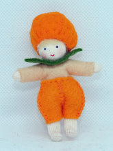 Handmade Orange Baby Doll by Ambrosius – Eco-Friendly Wool Felt Waldorf Toy from Eco Flower Fairies LLC