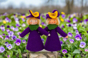 Pansy Fairy Doll – 2.5" & 3" Handmade Felt Waldorf Decoration by Ambrosius