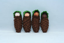 Pine Cone Baby Doll – 2.5" Handmade Felt Waldorf Decoration by Ambrosius