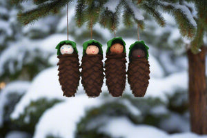 Handmade Pine cone Baby Doll by Ambrosius – Eco-Friendly Wool Felt Waldorf Toy from Eco Flower Fairies LLC