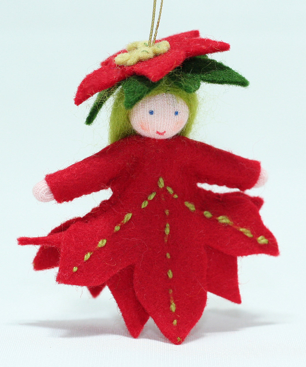 Handmade Poinsettia Princess Doll by Ambrosius – Eco-Friendly Wool Felt Waldorf Toy from Eco Flower Fairies LLC