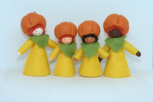 Pumpkin Fairy Doll – 2.5" & 3.5" Handmade Felt Waldorf Decorations by Ambrosius