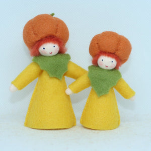 Handmade Pumpkin Fairy Doll by Ambrosius – Eco-Friendly Wool Felt Waldorf Toy from Eco Flower Fairies LLC