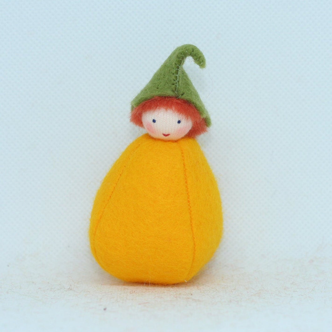 Handmade Pumpkin Puck Doll by Ambrosius – Eco-Friendly Wool Felt Waldorf Toy from Eco Flower Fairies LLC