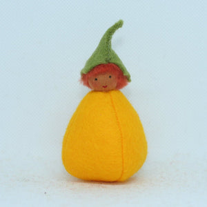 Handmade Pumpkin Puck Doll by Ambrosius – Eco-Friendly Wool Felt Waldorf Toy from Eco Flower Fairies LLC