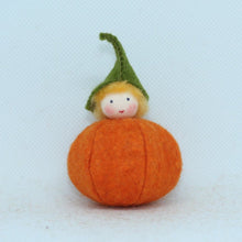 Handmade Pumpkin Puck Doll by Ambrosius – Eco-Friendly Wool Felt Waldorf Toy from Eco Flower Fairies LLC