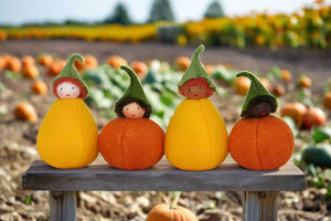 Handmade Pumpkin Puck Doll by Ambrosius – Eco-Friendly Wool Felt Waldorf Toy from Eco Flower Fairies LLC