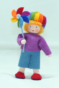 Handmade Rainbow Child Doll by Ambrosius – Eco-Friendly Wool Felt Waldorf Toy from Eco Flower Fairies LLC