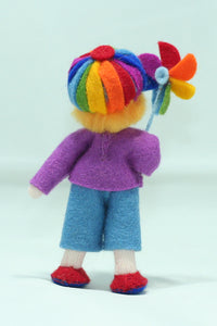 Naturekin World - Rainbow Child Doll – 3.5" Handmade Felt Waldorf Decoration by Ambrosius