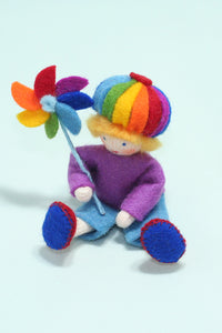 Handmade Rainbow Child Doll by Ambrosius – Eco-Friendly Wool Felt Waldorf Toy from Eco Flower Fairies LLC