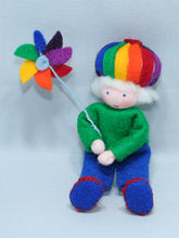 Handmade Rainbow Child Doll by Ambrosius – Eco-Friendly Wool Felt Waldorf Toy from Eco Flower Fairies LLC