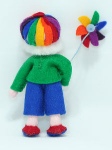 Naturekin World - Rainbow Child Doll – 3.5" Handmade Felt Waldorf Decoration by Ambrosius
