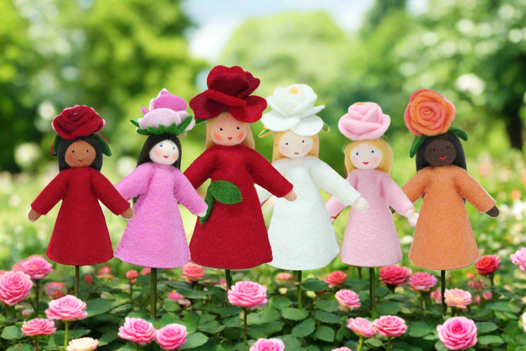 Handmade Rose Fairy Doll by Ambrosius – Eco-Friendly Wool Felt Waldorf Toy from Eco Flower Fairies LLC