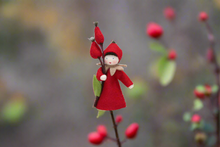 Rose Hips Fairy Doll – 2.5" & 3" Handmade Felt Waldorf Decorations by Ambrosius