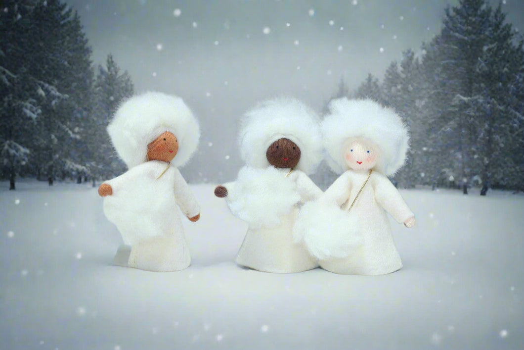 Handmade Snow Fairy Doll by Ambrosius – Eco-Friendly Wool Felt Waldorf Toy from Eco Flower Fairies LLC