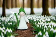 Snowdrop Fairy Doll – 2.5" & 3" Handmade Felt Waldorf Decorations by Ambrosius