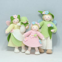 Flower Fairy Family (3.5" set of three bendable and one wrapped miniature felt dolls)