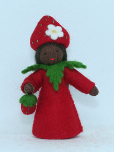 Handmade Wild Strawberry Fairy Doll by Ambrosius – Eco-Friendly Wool Felt Waldorf Toy from Eco Flower Fairies LLC