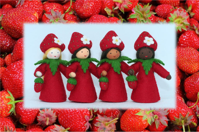 Strawberry Fairy | Waldorf Doll Shop | Eco Flower Fairies | Handmade by Ambrosius