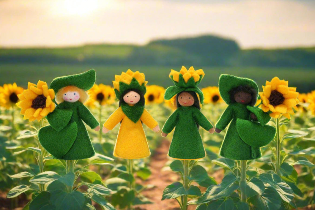 Handmade Sunflower Fairy Doll by Ambrosius – Eco-Friendly Wool Felt Waldorf Toy from Eco Flower Fairies LLC