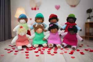 Dollhouse Toddler Sibling – 2.5” Handmade Felt Waldorf Doll by Ambrosius
