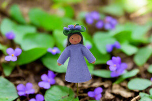 Sweet Violet Fairy Doll – 2.5" Handmade Felt Waldorf Decoration by Ambrosius