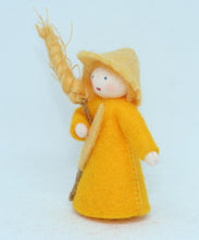 Wheat Prince (miniature standing felt doll, holding grain)