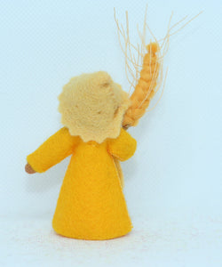 Wheat Fairy Doll – 2.5" Handmade Felt Waldorf Decoration by Ambrosius