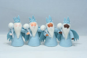 Winter Royal Family Doll Set – 3" & 3.5" Handmade Felt Waldorf Decorations by Ambrosius