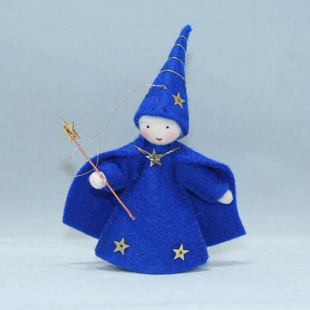 Handmade Night Sky Wizard Doll by Ambrosius – Eco-Friendly Wool Felt Waldorf Toy from Eco Flower Fairies LLC