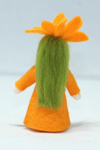 African Daisy Fairy (miniature standing felt doll, flower hat) - Eco Flower Fairies LLC - Waldorf Doll Shop - Handmade by Ambrosius