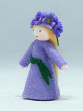 Alpine Aster Fairy (miniature standing felt doll, flower hat) - Eco Flower Fairies LLC - Waldorf Doll Shop - Handmade by Ambrosius