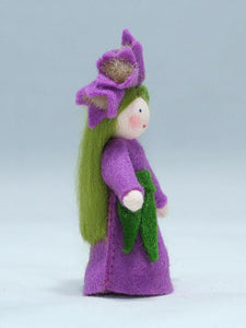 Bellflower Fairy (standing felt doll, flower hat) - Eco Flower Fairies - Waldorf Doll Shop - Handmade by Ambrosius