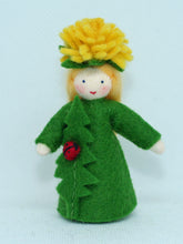 Dandelion Fairy (miniature standing felt doll, flower hat)